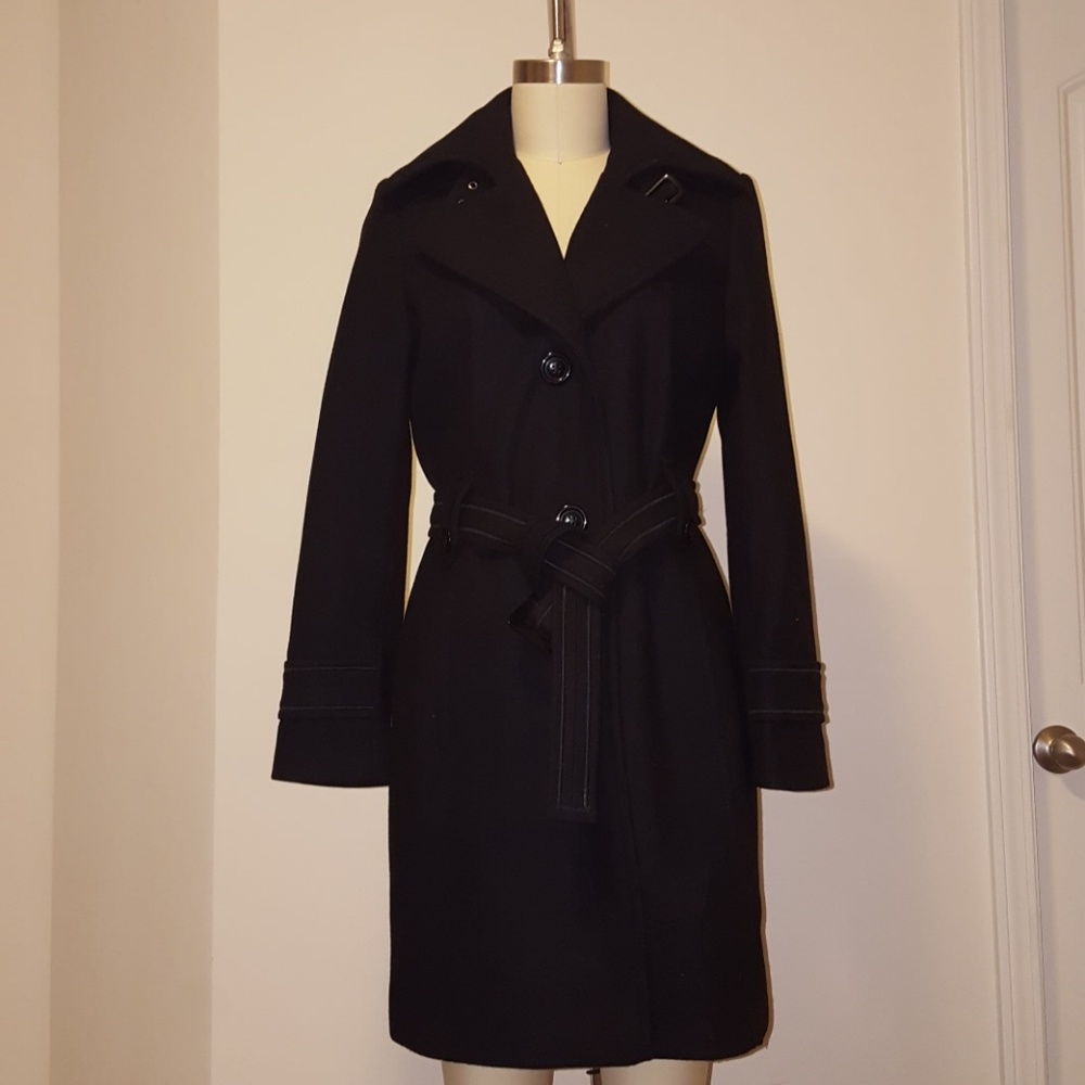 Black wool blend pea coat